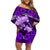 Polynesian Shark Valentine Day Family Matching Off Shoulder Short Dress and Hawaiian Shirt Hibiscus and Tribal Tattoo Purple Style LT03 Mom's Dress Purple - Polynesian Pride