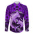 Polynesian Shark Valentine Day Family Matching Puletasi and Hawaiian Shirt Hibiscus and Tribal Tattoo Purple Style LT03 Dad's Shirt - Long Sleeve Purple - Polynesian Pride