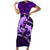 Polynesian Shark Valentine Day Family Matching Short Sleeve Bodycon Dress and Hawaiian Shirt Hibiscus and Tribal Tattoo Purple Style LT03 Mom's Dress Purple - Polynesian Pride