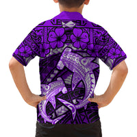 Polynesian Shark Valentine Day Family Matching Summer Maxi Dress and Hawaiian Shirt Hibiscus and Tribal Tattoo Purple Style LT03 - Polynesian Pride