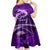 Polynesian Shark Valentine Day Kid Short Sleeve Dress Hibiscus and Tribal Tattoo Purple Style LT03 - Polynesian Pride