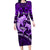 Polynesian Shark Valentine Day Long Sleeve Bodycon Dress Hibiscus and Tribal Tattoo Purple Style LT03 Long Dress Purple - Polynesian Pride