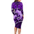 Polynesian Shark Valentine Day Long Sleeve Bodycon Dress Hibiscus and Tribal Tattoo Purple Style LT03 - Polynesian Pride