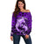 Polynesian Shark Valentine Day Off Shoulder Sweater Hibiscus and Tribal Tattoo Purple Style LT03 Women Purple - Polynesian Pride