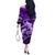 Polynesian Shark Valentine Day Off The Shoulder Long Sleeve Dress Hibiscus and Tribal Tattoo Purple Style LT03 - Polynesian Pride