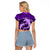 Polynesian Shark Valentine Day Raglan Cropped T Shirt Hibiscus and Tribal Tattoo Purple Style LT03 - Polynesian Pride