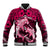 Polynesian Shark Valentine Day Baseball Jacket Hibiscus and Tribal Tattoo Pink Style LT03 Unisex Pink - Polynesian Pride