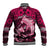 Polynesian Shark Valentine Day Baseball Jacket Hibiscus and Tribal Tattoo Pink Style LT03 - Polynesian Pride