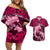 Polynesian Shark Valentine Day Couples Matching Off Shoulder Short Dress and Hawaiian Shirt Hibiscus and Tribal Tattoo Pink Style LT03 Pink - Polynesian Pride