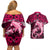 Polynesian Shark Valentine Day Couples Matching Off Shoulder Short Dress and Hawaiian Shirt Hibiscus and Tribal Tattoo Pink Style LT03 - Polynesian Pride