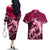 Polynesian Shark Valentine Day Couples Matching Off The Shoulder Long Sleeve Dress and Hawaiian Shirt Hibiscus and Tribal Tattoo Pink Style LT03 - Polynesian Pride