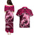 Polynesian Shark Valentine Day Couples Matching Puletasi and Hawaiian Shirt Hibiscus and Tribal Tattoo Pink Style LT03 - Polynesian Pride