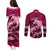 Polynesian Shark Valentine Day Couples Matching Puletasi and Long Sleeve Button Shirt Hibiscus and Tribal Tattoo Pink Style LT03 - Polynesian Pride