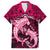 Polynesian Shark Valentine Day Family Matching Long Sleeve Bodycon Dress and Hawaiian Shirt Hibiscus and Tribal Tattoo Pink Style LT03 Dad's Shirt - Short Sleeve Pink - Polynesian Pride