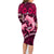 Polynesian Shark Valentine Day Family Matching Long Sleeve Bodycon Dress and Hawaiian Shirt Hibiscus and Tribal Tattoo Pink Style LT03 - Polynesian Pride