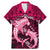 Polynesian Shark Valentine Day Family Matching Mermaid Dress and Hawaiian Shirt Hibiscus and Tribal Tattoo Pink Style LT03 Dad's Shirt - Short Sleeve Pink - Polynesian Pride