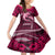 Polynesian Shark Valentine Day Family Matching Off Shoulder Short Dress and Hawaiian Shirt Hibiscus and Tribal Tattoo Pink Style LT03 Daughter's Dress Pink - Polynesian Pride