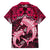 Polynesian Shark Valentine Day Family Matching Off Shoulder Short Dress and Hawaiian Shirt Hibiscus and Tribal Tattoo Pink Style LT03 - Polynesian Pride