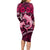 Polynesian Shark Valentine Day Long Sleeve Bodycon Dress Hibiscus and Tribal Tattoo Pink Style LT03 - Polynesian Pride