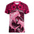 Polynesian Shark Valentine Day Women V Neck T Shirt Hibiscus and Tribal Tattoo Pink Style LT03 Female Pink - Polynesian Pride