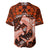 Polynesian Shark Valentine Day Baseball Jersey Hibiscus and Tribal Tattoo Orange Style LT03 - Polynesian Pride