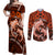 Polynesian Shark Valentine Day Couples Matching Off Shoulder Maxi Dress and Long Sleeve Button Shirt Hibiscus and Tribal Tattoo Orange Style LT03 Orange - Polynesian Pride