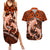 Polynesian Shark Valentine Day Couples Matching Summer Maxi Dress and Hawaiian Shirt Hibiscus and Tribal Tattoo Orange Style LT03 Orange - Polynesian Pride