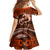 Polynesian Shark Valentine Day Family Matching Long Sleeve Bodycon Dress and Hawaiian Shirt Hibiscus and Tribal Tattoo Orange Style LT03 - Polynesian Pride