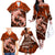 Polynesian Shark Valentine Day Family Matching Off Shoulder Long Sleeve Dress and Hawaiian Shirt Hibiscus and Tribal Tattoo Orange Style LT03 - Polynesian Pride