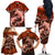 Polynesian Shark Valentine Day Family Matching Off Shoulder Long Sleeve Dress and Hawaiian Shirt Hibiscus and Tribal Tattoo Orange Style LT03 - Polynesian Pride