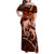 Polynesian Shark Valentine Day Family Matching Off Shoulder Maxi Dress and Hawaiian Shirt Hibiscus and Tribal Tattoo Orange Style LT03 Mom's Dress Orange - Polynesian Pride