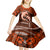 Polynesian Shark Valentine Day Kid Short Sleeve Dress Hibiscus and Tribal Tattoo Orange Style LT03 - Polynesian Pride