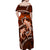 Polynesian Shark Valentine Day Off Shoulder Maxi Dress Hibiscus and Tribal Tattoo Orange Style LT03 - Polynesian Pride