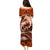 Polynesian Shark Valentine Day Puletasi Hibiscus and Tribal Tattoo Orange Style LT03 - Polynesian Pride