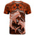 Polynesian Shark Valentine Day T Shirt Hibiscus and Tribal Tattoo Orange Style LT03 Orange - Polynesian Pride