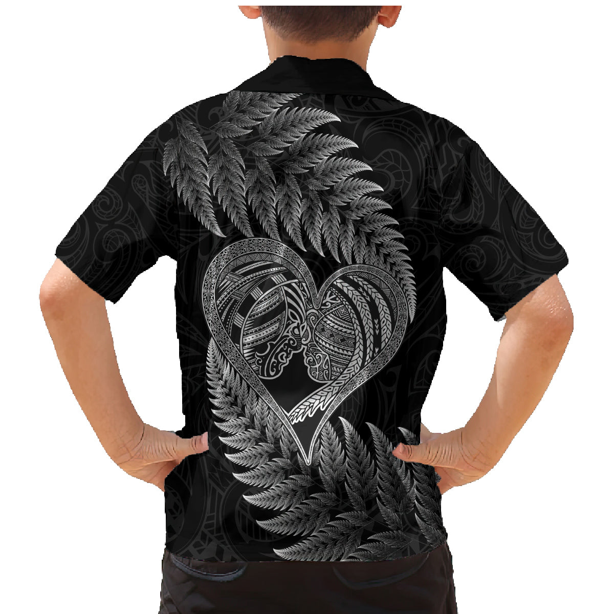 New Zealand Valentine Day Family Matching Mermaid Dress and Hawaiian Shirt Aotearoa Warrior and Woman Love Heart Maori Pattern LT03 - Polynesian Pride