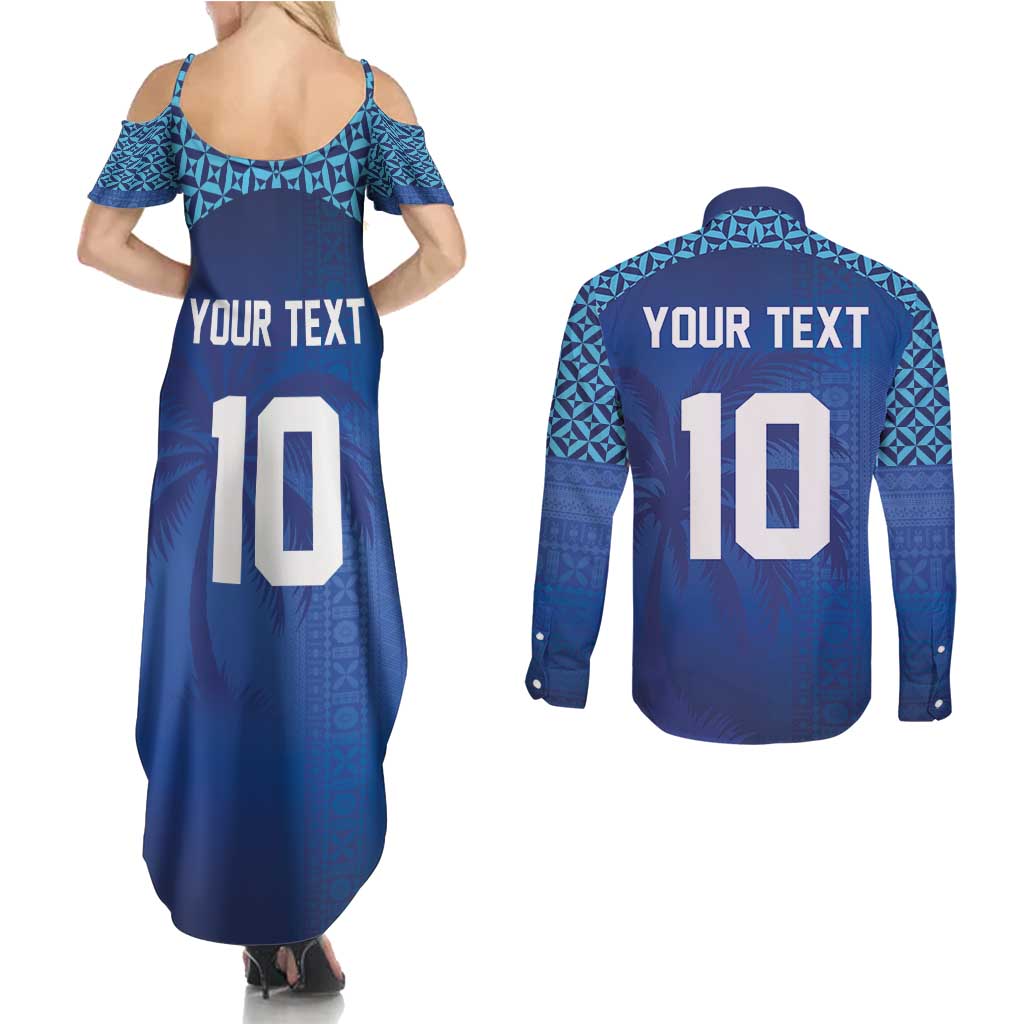 Custom Fiji Football-Towards World Cup 2026 Couples Matching Summer Maxi Dress and Long Sleeve Button Shirt
