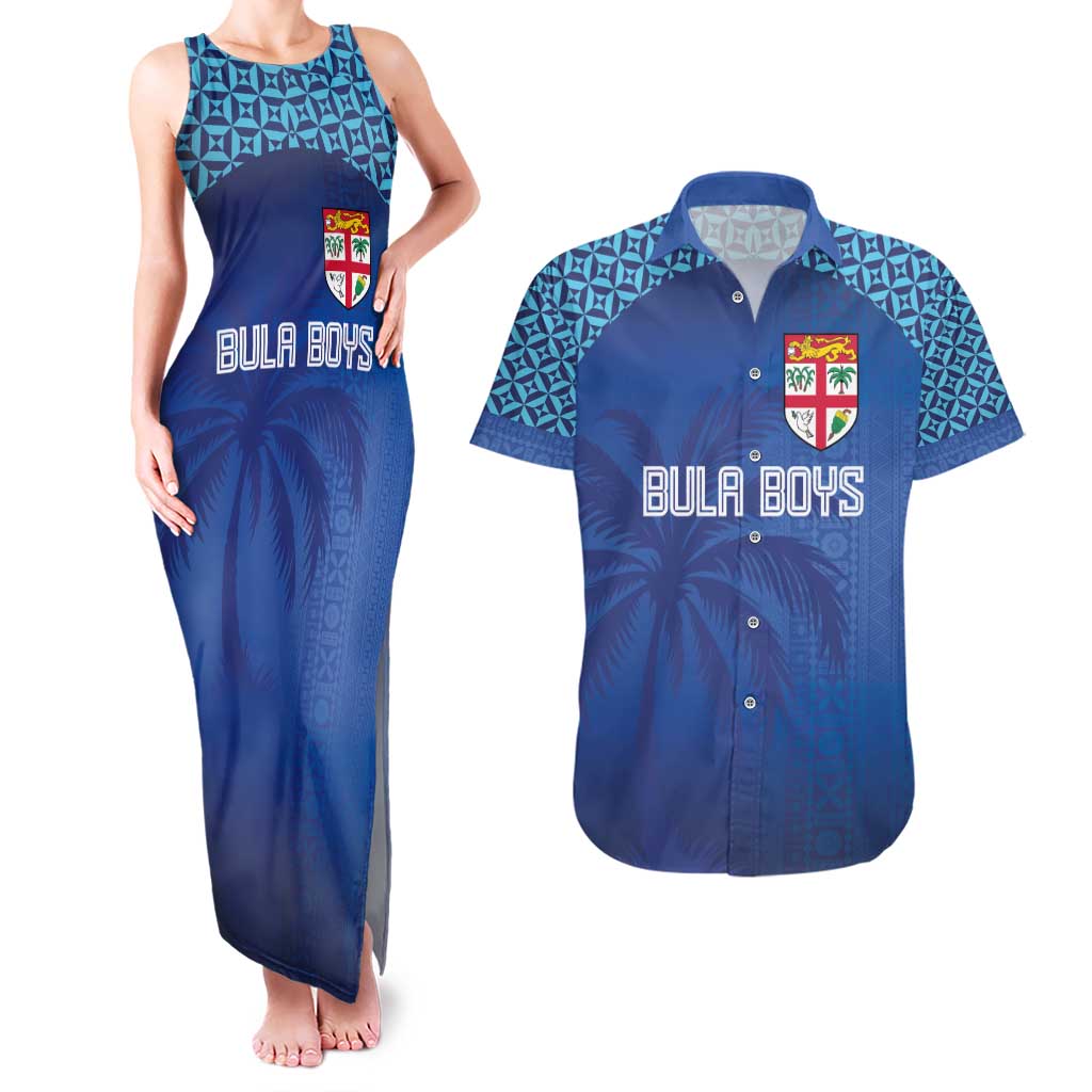 Custom Fiji Football-Towards World Cup 2026 Couples Matching Tank Maxi Dress and Hawaiian Shirt
