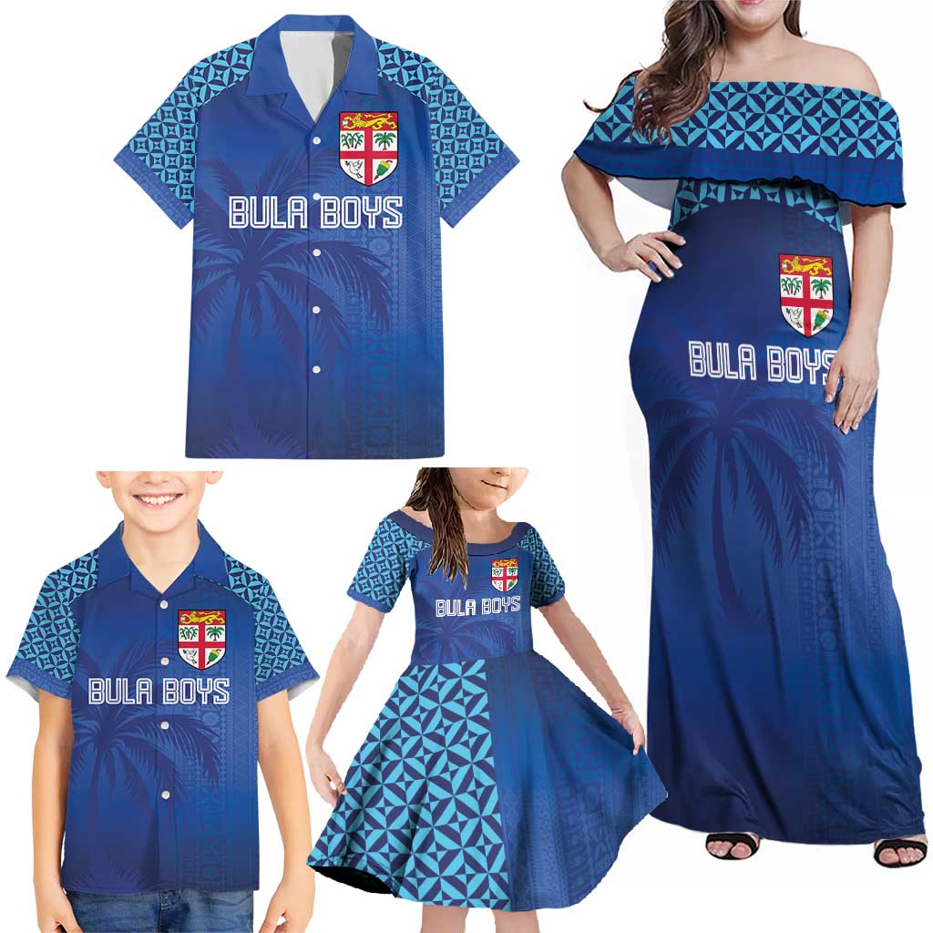 Custom Fiji Football-Towards World Cup 2026 Family Matching Off Shoulder Maxi Dress and Hawaiian Shirt