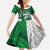 Custom Hawaii Volleyball-Kakau Motif Green Color Family Matching Short Sleeve Bodycon Dress and Hawaiian Shirt