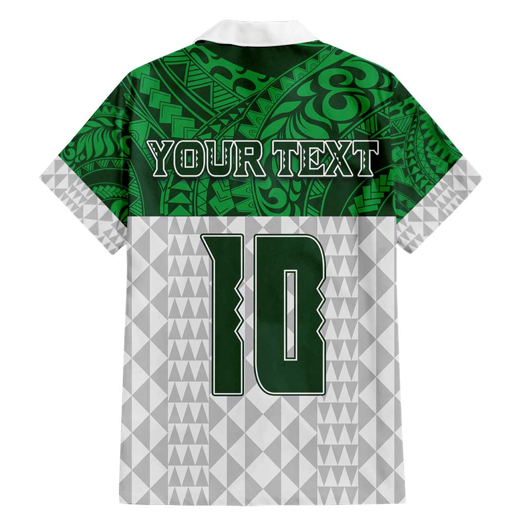 Custom Hawaii Volleyball-Kakau Motif Green Color Family Matching Tank Maxi Dress and Hawaiian Shirt