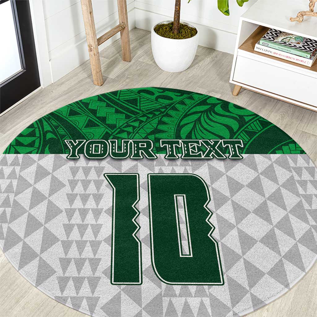 Custom Hawaii Volleyball-Kakau Motif Green Color Round Carpet