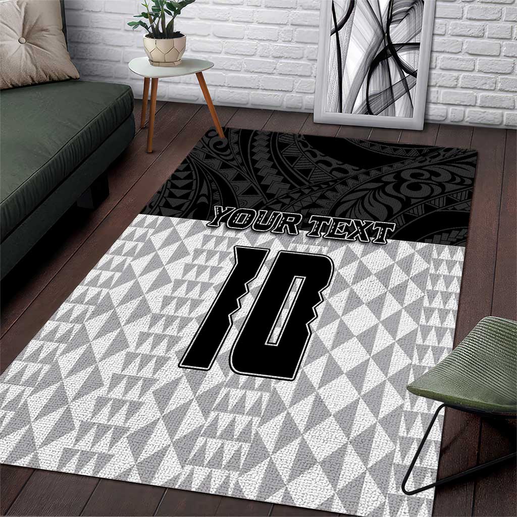 Custom Hawaii Volleyball-Kakau Motif Grayscale Color Area Rug