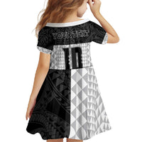 Custom Hawaii Volleyball-Kakau Motif Grayscale Color Family Matching Mermaid Dress and Hawaiian Shirt