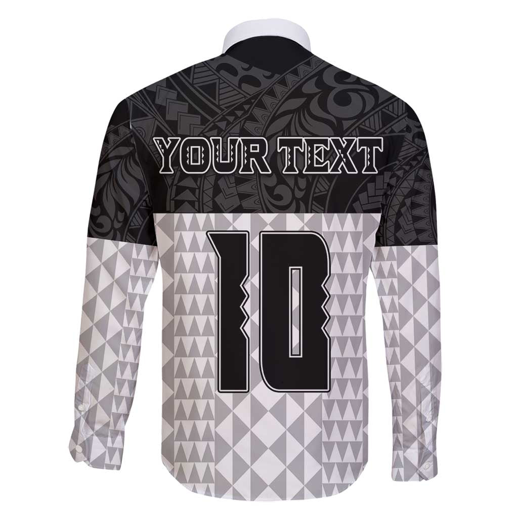 Custom Hawaii Volleyball-Kakau Motif Grayscale Color Family Matching Puletasi and Hawaiian Shirt