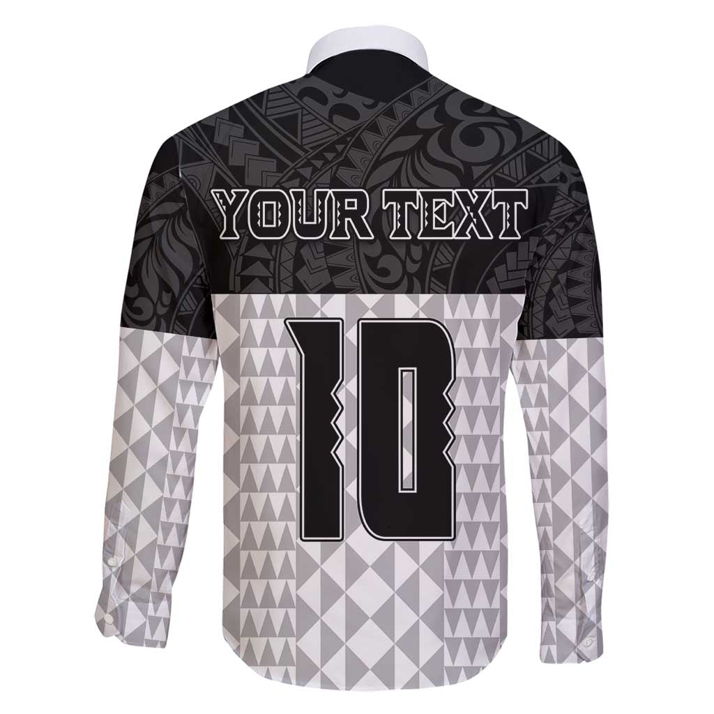 Custom Hawaii Volleyball-Kakau Motif Grayscale Color Family Matching Short Sleeve Bodycon Dress and Hawaiian Shirt