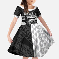Custom Hawaii Volleyball-Kakau Motif Grayscale Color Family Matching Summer Maxi Dress and Hawaiian Shirt