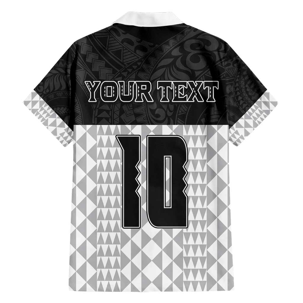 Custom Hawaii Volleyball-Kakau Motif Grayscale Color Family Matching Summer Maxi Dress and Hawaiian Shirt