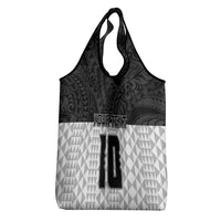 Custom Hawaii Volleyball-Kakau Motif Grayscale Color Grocery Bag