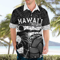 Custom Hawaii Volleyball-Kakau Motif Grayscale Color Hawaiian Shirt